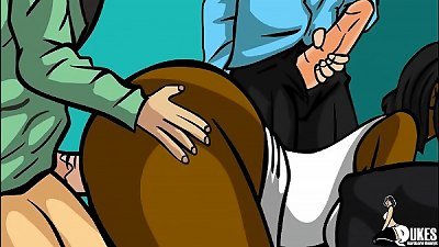 large ebony teacher group-fucked by her class