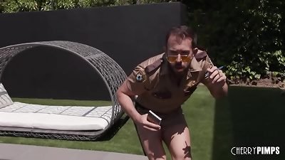 Exhibitionist April Olson Gets squirted revealing Her fat baps By Cop Will Pounder