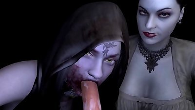 gal Dimitrascu double blowjob: Resident Evil porn parody