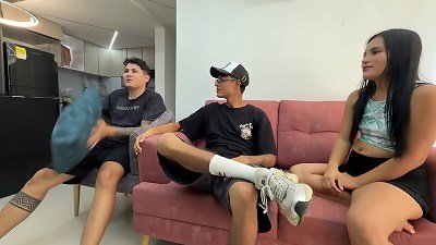 A bet between greatest buddies results in the hottest fuck-fest of my life and cum on my saucy tits.