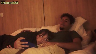 watching Netflix with my stepsister but I couldn't help but put my shaft in her mouth, they almost detected us!!