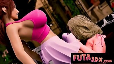 Futa3dX - phat Tittied enormous Dicked Futa Fuckes blonde On The Terasse