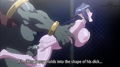 large ORC nails a helpless Elfie lady in a cage