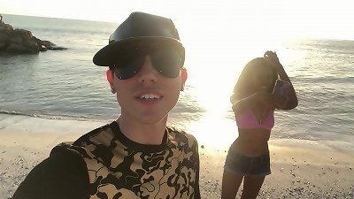 Aiden and astronaut damsel at the beach