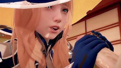 Genshin impact hentai sequence with Lisa l 3 dimensional cartoon manga porn