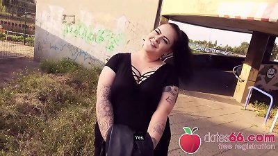 ginormous GERMAN girl AnastasiaXXX gets some stranger's man meat in her cootchie right next to the autobahn! (ENGLISH) Dates66.com