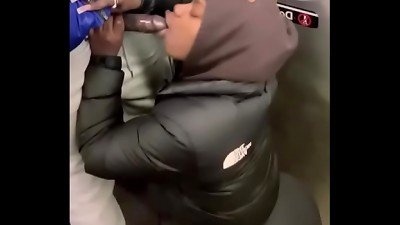 extreme PUBLIC ejaculation STEPBRO 11 INCH big-black-cock sucked ON train