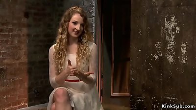 Different blond slaves on frogtie