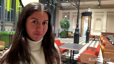 Real porn casting in a mall public wc