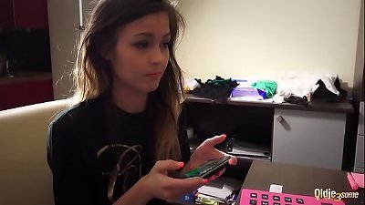 Playful young damsels rigid boned By elderly dude In senior young three way