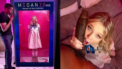 puny teen M3Gan Gets demolished by thick black pipe - Halloween cosplay big black cock special