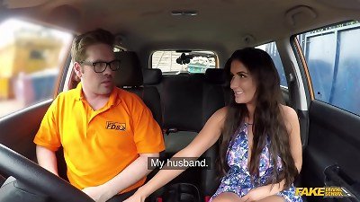 faux Driving university - Posh cheating wife with big hooters penetrates her driving educator