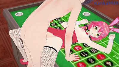 Sakura Miko (Bunny Girl) and Houshou Marine (Bunny Girl) intense sex. - Hololive VTuber hentai