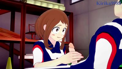 Ochako Uraraka and Izuku Midoriya powerful sex. - My Hero Academia manga porn