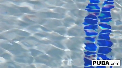 Kristina Rose plays with her coochie in the pool