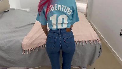 My neighbor from Argentina calls me to record her masturbating, I go to her mansion and she is in very tempting tight jeans