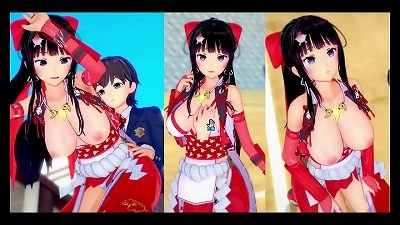 [Eroge Koikatsu! ] big titties chick shrine swordfighter "Kai (Orichara)" globes kneaded