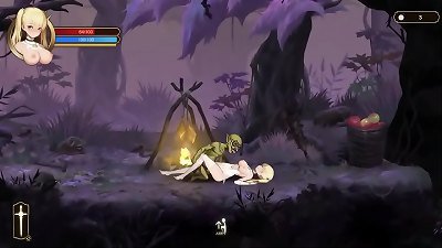 Pretty blonde has romp with goblins stud in new hentai porn game