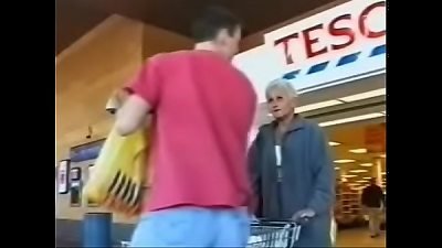 elderly british grandmother brief light-haired hair Gets poked by couple younger Men- wtk