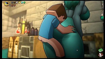 HornyCraft [Minecraft Parody anime game PornPlay ] Ep.39 huge yoga pants thighjob