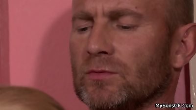 cuckold girlfriend blond deep throats and rails senior thick man sausage