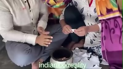 In the cold, husband heated up by poking his scorching wifey