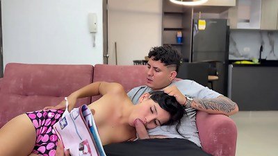 My slutty stepsister gets raging at me because I don't want to nail her rock hard and I take the opportunity to make her happy and make her feel my ginormous cock.