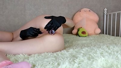 pissing In Fetish latex Gloves Stepsister, ass ass-plug In donk masturbation huge bean